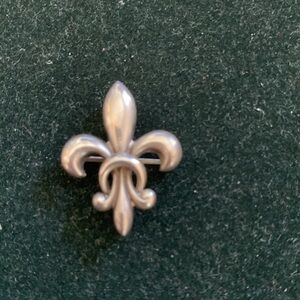 Sterling Silver Fleur De Lis Pin can be worn by man or woman marked Sterling